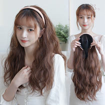 lisa The same style double ponytail fake hair human hair hair band wig with hair one-piece wild instant noodles curly hair