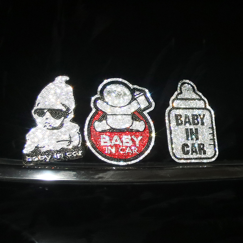 Baby in car car with baby pregnant woman car reflective stickers cute baby bottle warning stickers body diamond stickers