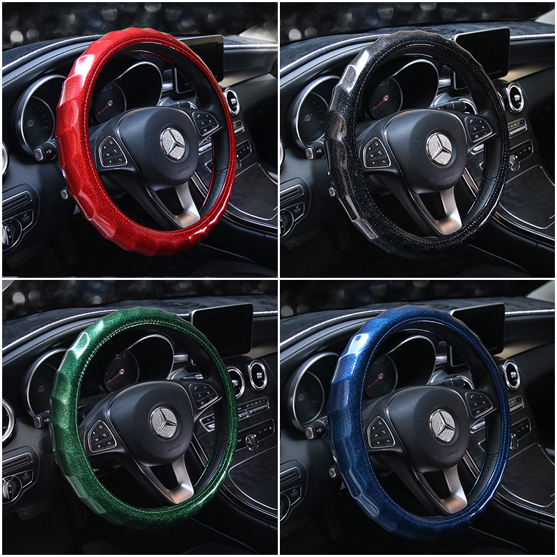 Shiny fluorescent car steering wheel cover four seasons universal 3D drill non-slip tide brand Korean cute goddess fashion handle cover