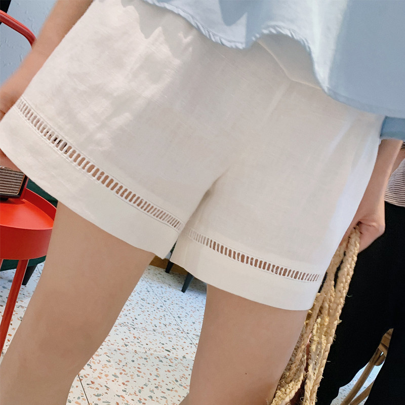 Pregnancy Woman Dress Cotton Linen Shorts Chaomomo Outside Wearing Broadlegged Pants Children Spring Summer Fashion Slim Fit Underbelly Safety Pants