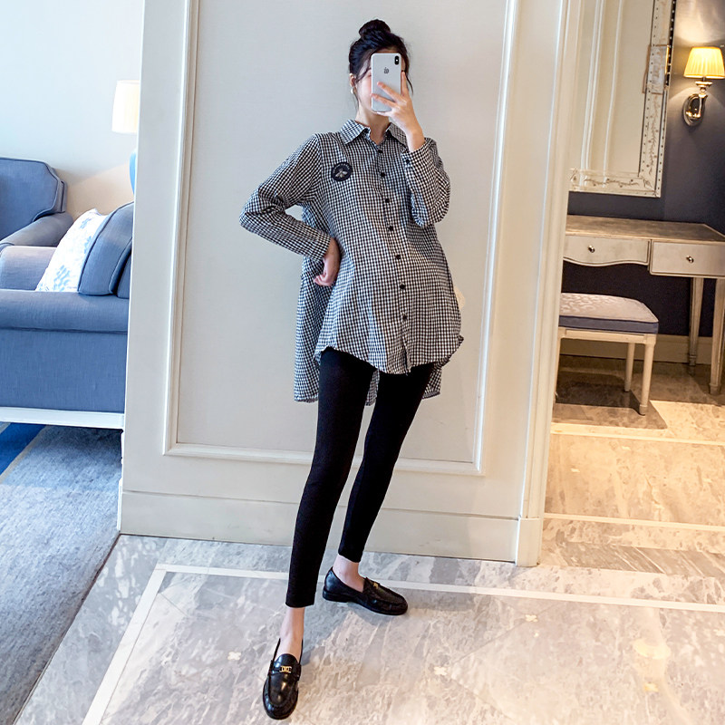 Maternity Tops Spring and Autumn Style Outerwear Mid-length Shirt Foreign Style Long-sleeved Shirt Dress Spring Suit Fashion Style