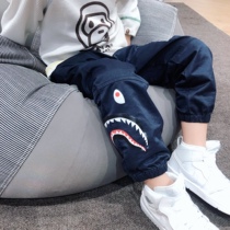 ENOCHBABY Childrens Spring and Autumn Pure Cotton Pants Boys Leather Band Leisure Bench Foot Pants Grous