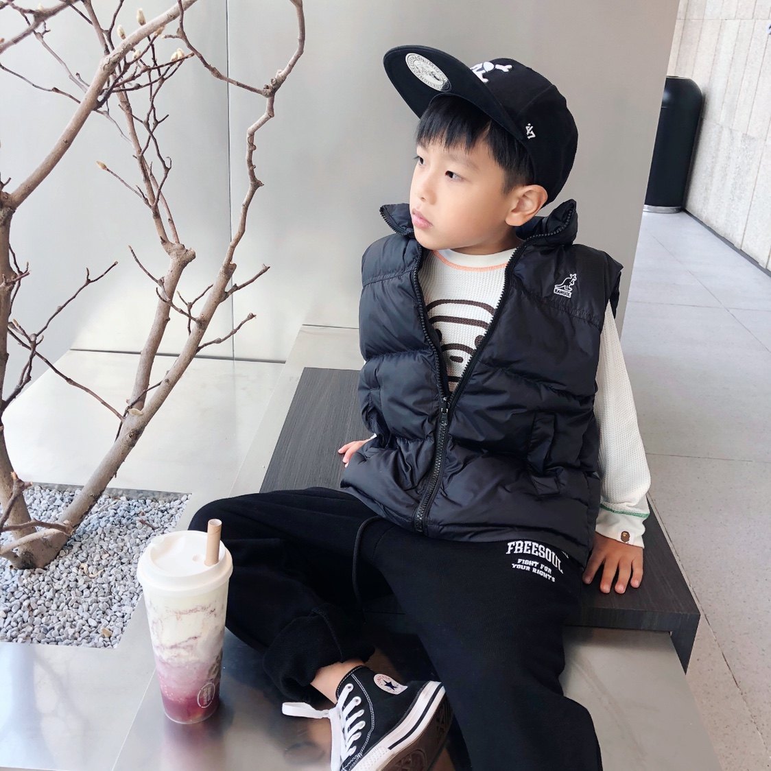 ENOCHBABY boys and girls solid color reversible vest vest autumn and winter children's zipper casual cotton coat