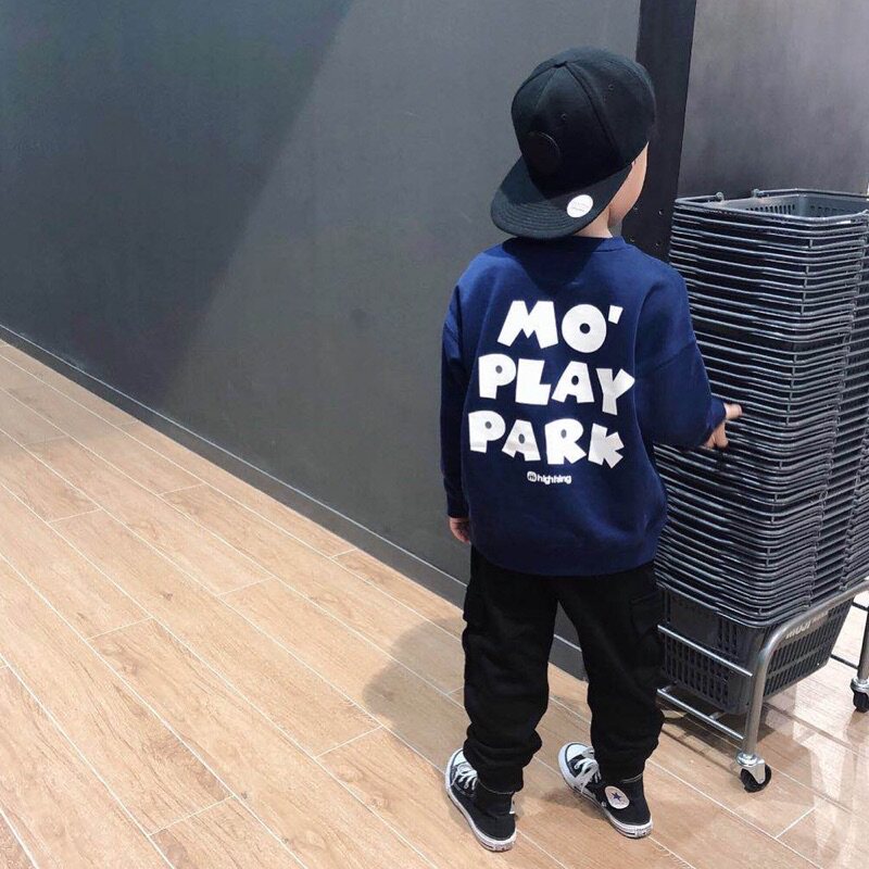 ENOCHBABY homemade autumn new products Japanese boys and girls printed terry thick T-shirt cotton pullover top