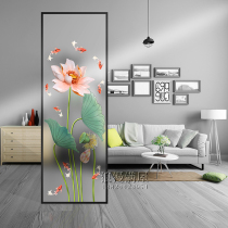 Lotus Nine Fish Jucai Art Glass Tempered Screen Living Room Entrance Cabinet Half Wall Double-sided Bathroom Partition