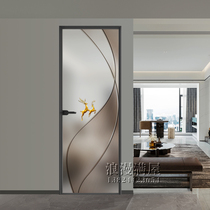 Customized simple modern art glass living room screen sliding door sliding door entry entrance bathroom half wall partition