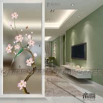 Simple art glass screen partition Living room Dining room Magnolia bird background wall Frosted translucent entrance shoe cabinet