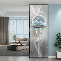 Art glass screen partitions the living room entrance directly opposite the entrance hall simple modern bedroom and bathroom half wall blocking