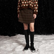 PATAVINITY winter plaid diagonal split pocket skirt womens 8F2433102