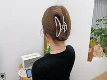 South Koreas Dongdaemun 2021 new temperament Korean version of exquisite rhinestone pearl net red hair catch female basin head clip