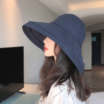 Sun hat womens sunscreen cover face Korean sun hat womens UV protection Japanese big head circumference fisherman hat womens summer