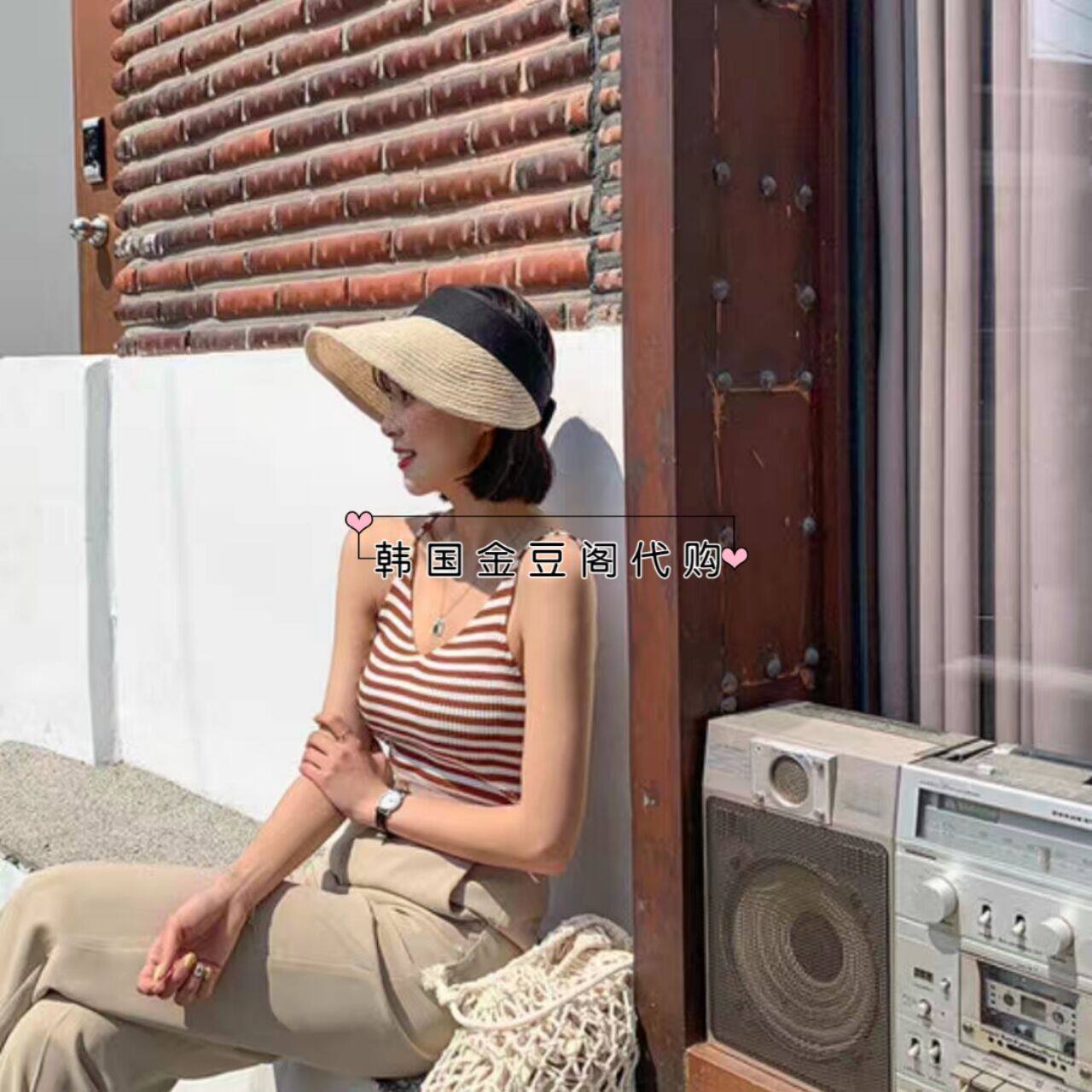Spot 2020 Summer Korea East gate New beach hat knit empty top sun hat sunscreen hat children