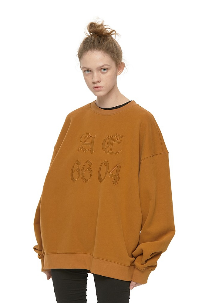 AE6604 crewneck sweatshirt women's spring and autumn thin style pullover American vintage loose brown haute fatality couple top tide