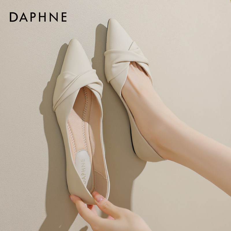 Туфли Daphne на плоской подошве, женские маленькие кожаные туфли, новинка 2026 года, летние туфли-лодочки, туфли с острым носком, тонкие туфли, свадебные туфли, женские туфли-лодочки