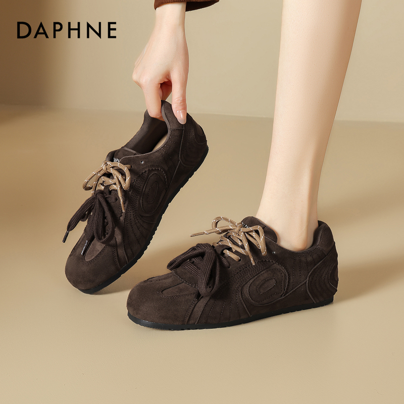 Daphne Inner Height-Increasing Brown Retro German-Style Training Shoes for Women, 2026 New Autumn Model, Melard Coffee Color Casual Hot Item Daphne Inner Height-Increasing Brown Retro German-Style Training Shoes for Women, 2026 New Autumn Model, Melard Coffee Color Casual Hot Item