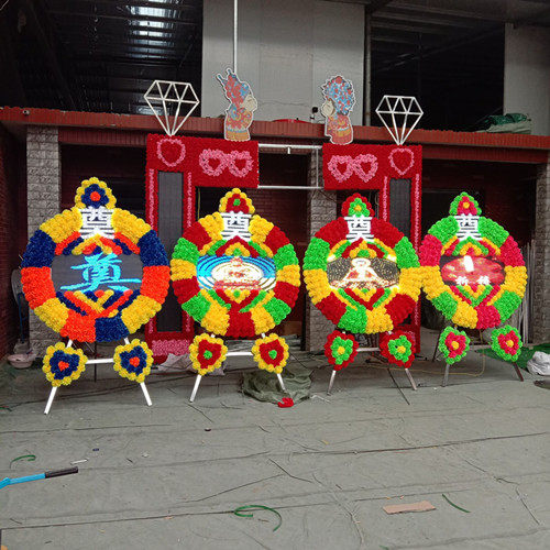 Electronic wreath white matter color screen wreath led portrait display screen simulation plastic flower spirit hall funeral decoration supplies