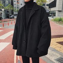 Windbreaker mens medium-long Korean version of the trend handsome trend brand wool coat coat Student ins loose Port wind thin section