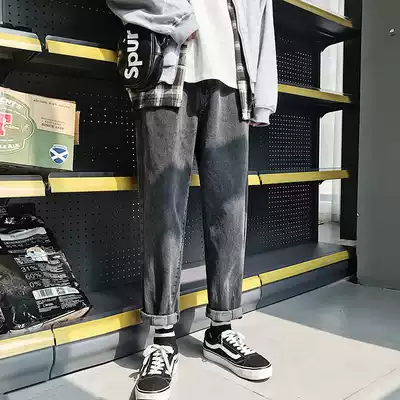 Jeans men's loose ins pants Korean version of the trend Hong Kong style wide leg straight tube tide brand Harajuku style autumn and winter all-match
