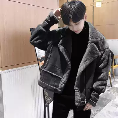 Winter jacket men's trend brand lambswool cotton clothing social spirit guy quilted jacket net red Korean version of the trend thickened cotton coat