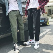 Jeans mens Korean version of the trend straight nine-point pants ins pants couple tide brand wild Hong Kong style high street ruffian handsome 9 points