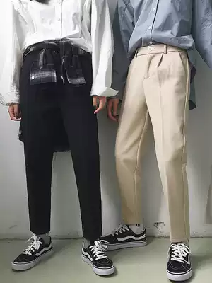 Pants men's Korean version of the trend woolen pants ins all-match 2019 net red straight loose tide brand autumn and winter couple thick models