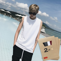Summer sports vest mens trend brand pure white vest trend wide-shouldered sleeveless t-shirt waistcoat ins personality loose bf style