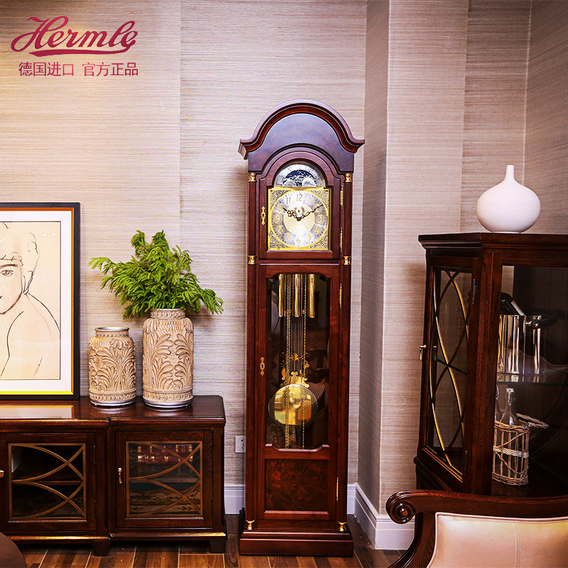 Hermle German mechanical grandfather clock European-style floor clock Chinese vintage living room standing clock large pendulum clock