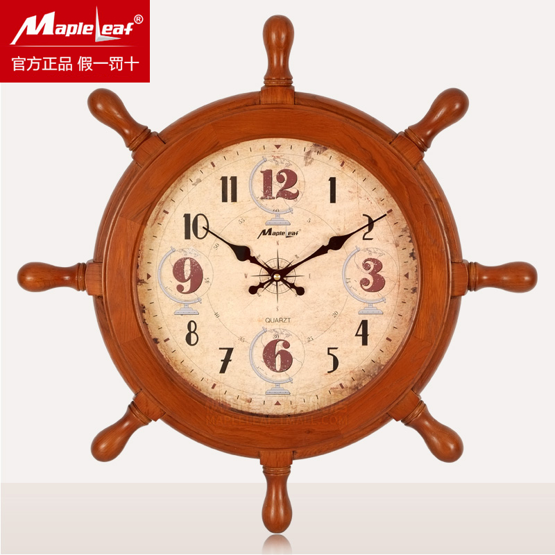 Maple Leaf (MapleLeaf) European-style living room hanging bell solid wood mute watch modern minimalist hanging table 9018