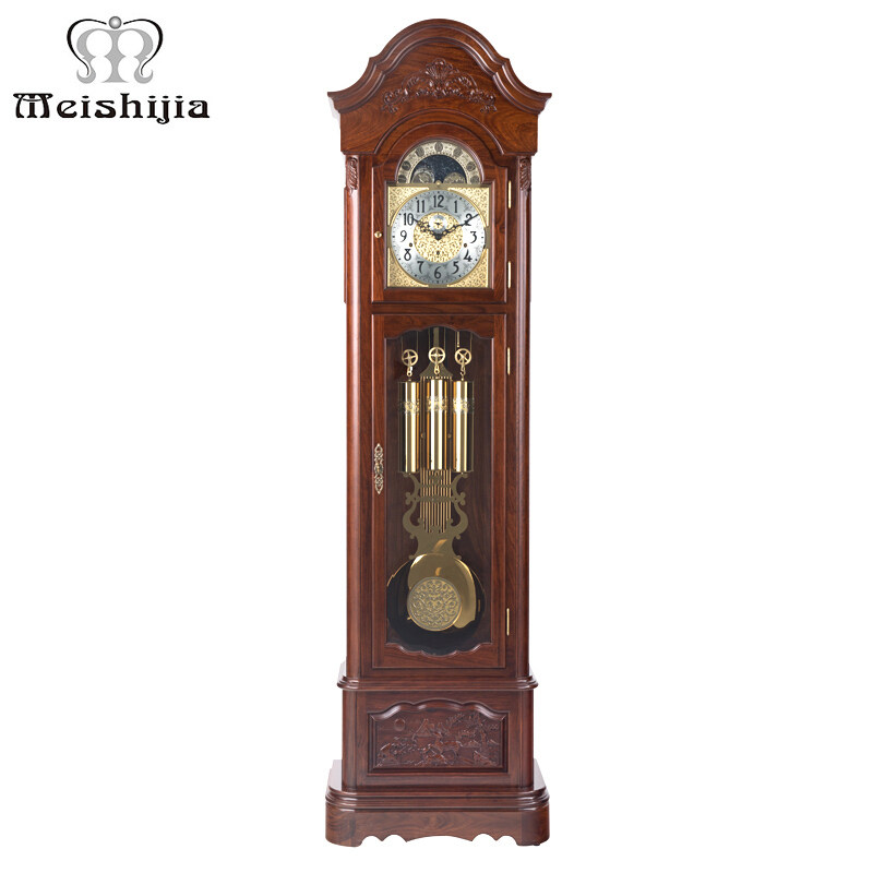 Messica Floor Clock Living Room Clock European Grandfather Clock Home Vintage Solid Wood Mechanical Clock Ornament