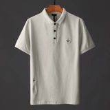 Футболка polo, с вышивкой, облегающий крой, короткий рукав, высокий воротник