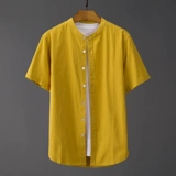 Японская свежая хлопковая рубашка для отдыха, кардиган, круглый воротник