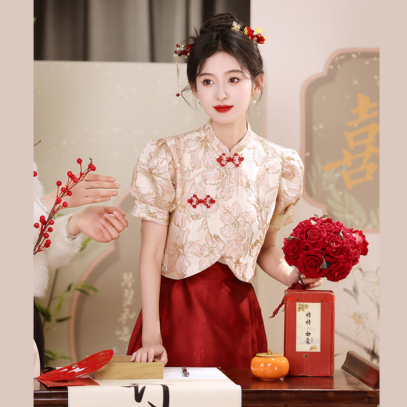Red Mamian Skirt Toast Dress for the Bride 2026 New Style New Chinese Wedding Dress Engagement Wedding Dress Set Light Traditional Chinese Style