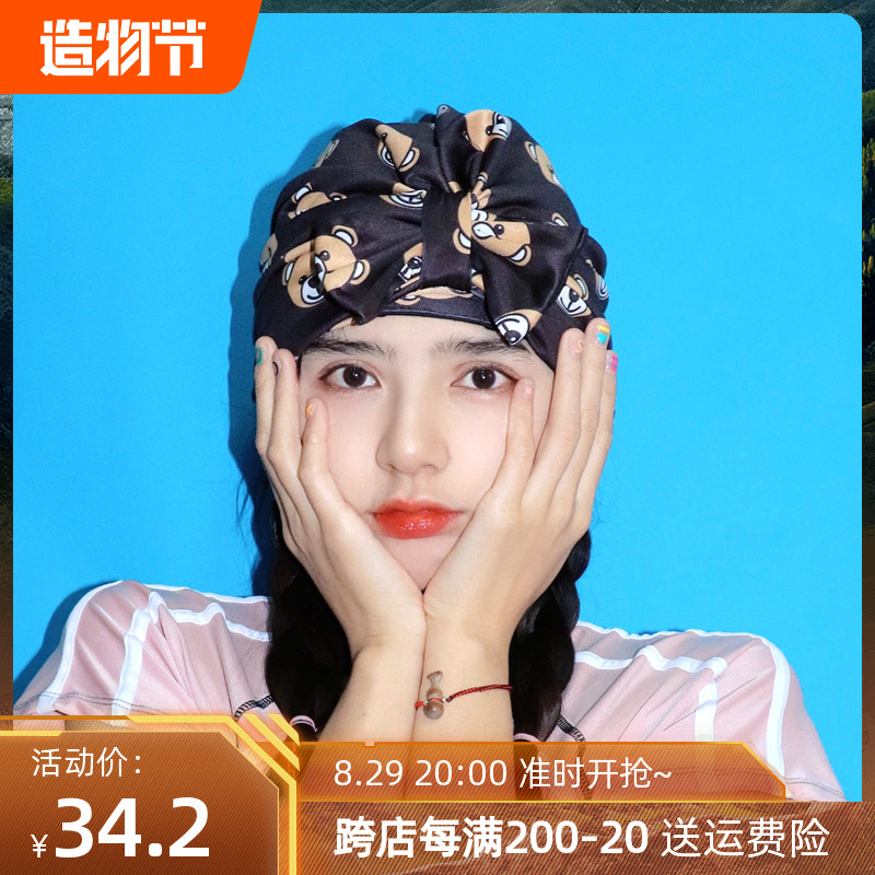 Cloth swimming cap female adult 22 years new comfortable ear protection long hair not strangling head anti-chlorine easy to put on and take off hot spring swimming equipment