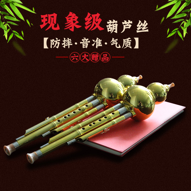 Anti-fall gold plated colour Hulusi instrument beginners adult children students C cut B Professional playing Hulusi