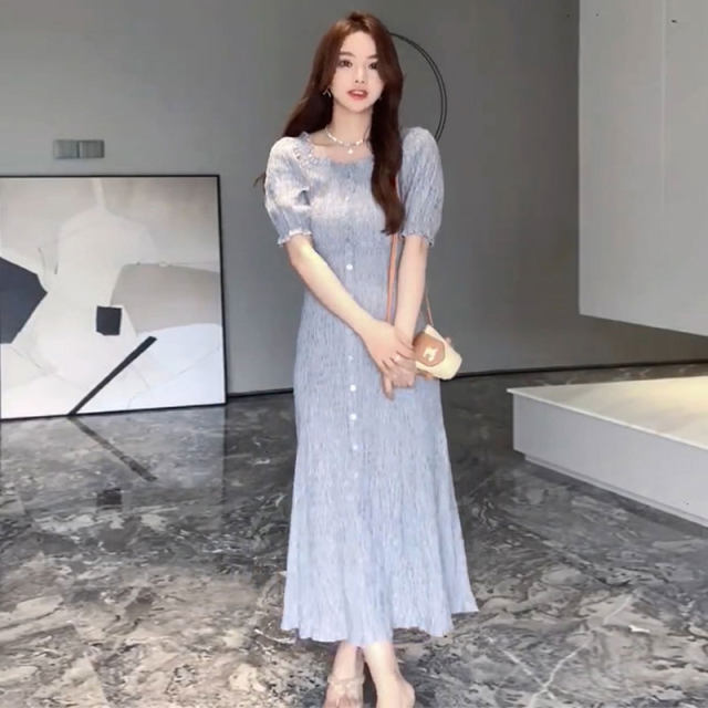 French long skirt women's summer 2022 new one-shoulder dress open back high-end niche design tea break skirt