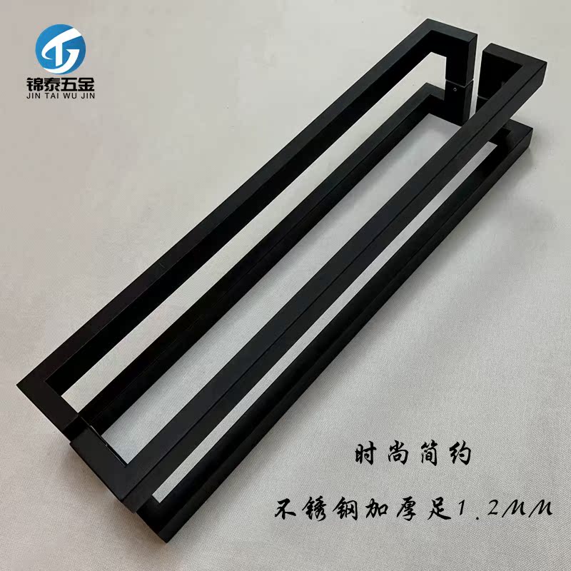 Glass door door handle thickened stainless steel large handle black sliding door wooden door frame side armrest spot