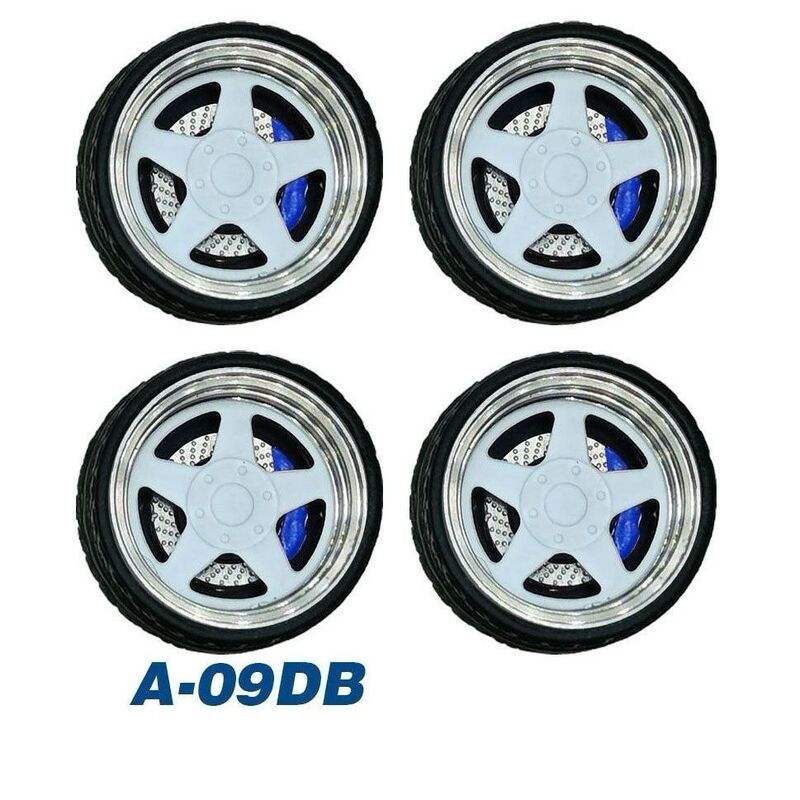 1:64 Devoe Wheel a Series Large Polished Edge Red, Yellow, Blue, Green Calipers Metal Wheel with Bearing Rubber Tires 1:64 Devoe Wheel a Series Large Polished Edge Red, Yellow, Blue, Green Calipers Metal Wheel with Bearing Rubber Tires