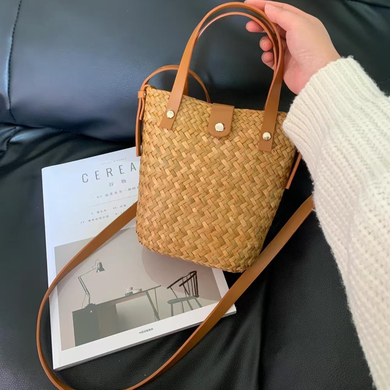 Raffia Straw Bag, Summer Casual Mobile Phone Crossbody Bag, Retro Commuter Woven Bag, Casual Vacation Style Beach Bag