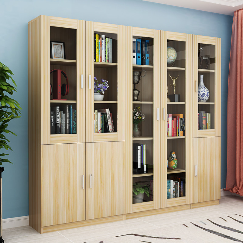 Bookcase with door bookcase partition Nordic quality file cabinet free combination glass door bookshelf adult furniture assembly