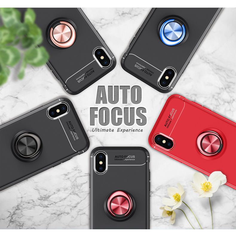 iPhone Xs Max Mobile Shell Apple X Silicone XSMax Mới Đế siêu mỏng iPhoneX MetalX iphoneXS Max Drop-Proof Cover Invisible Ring Buckle 8X Tide Đàn ông và phụ nữ Soft Shell - Nhẫn nhẫn nam đẹp