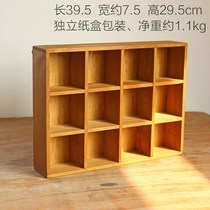 Wooden tea ware tea set storage cabinet desktop small lattice drawer shelf retro Nine Palace collection solid wood box