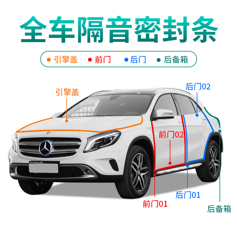Dedicated to Mercedes GLA200 modified door soundproof strip dust strip double-layer GLA220 sealed soundproof strip