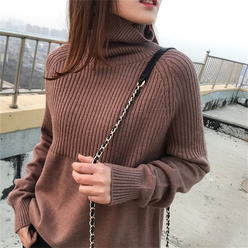 莲依帛 宽松慵懒风高领毛衣 针织线衫 图2