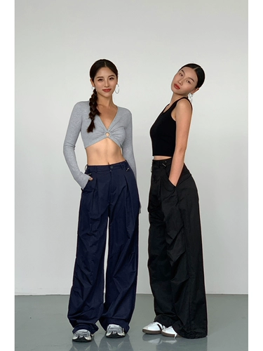 Черные штаны для отдыха, в американском стиле, свободный прямой крой