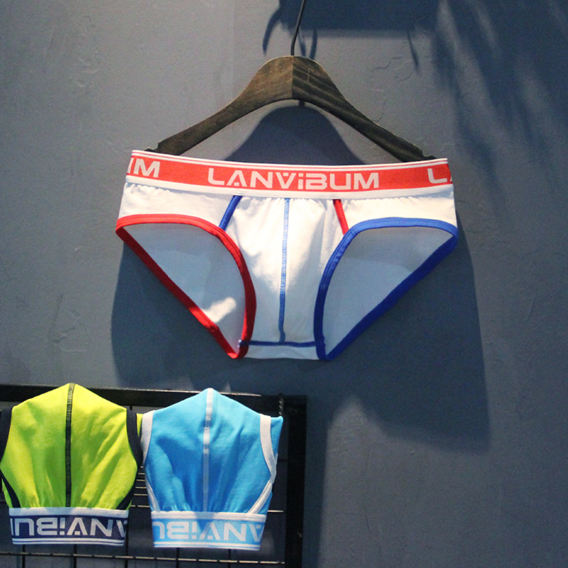 Men Pure Cotton Triangle Pants Low Waist Sexy Pure Color Leka U Convex Sacks Bag White Underwear Elastic Breathable Youth Pants-Taobao