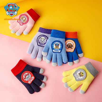 汪汪队儿童手套冬季男童秋冬保暖男孩毛线宝宝五指手套女童玩雪