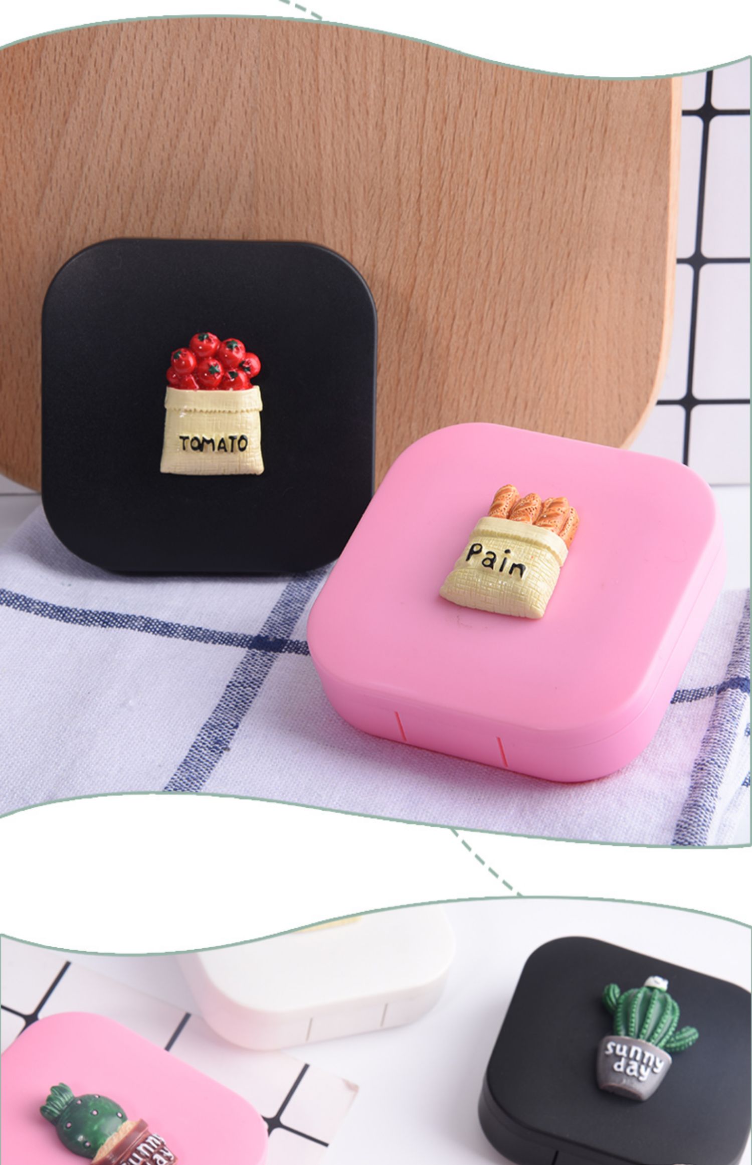 Hộp kính vô hình dễ thương kiểu Hàn Quốc đơn giản đôi hộp lưu trữ hộp mắt chăm sóc sắc đẹp hộp mate - Kính đeo mắt kính tròng kính