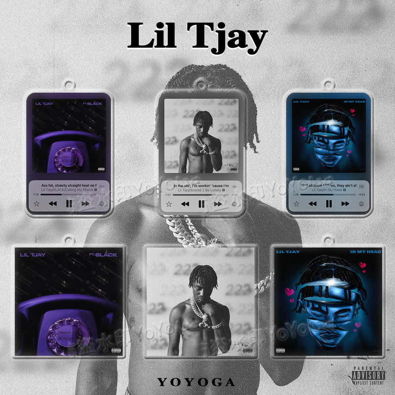 Lil Tjay Album Keychain Pendant Merchandise European and American Hip-Hop Acrylic Double-Sided Rap Personalized Gift Lil Tjay Album Keychain Pendant Merchandise European and American Hip-Hop Acrylic Double-Sided Rap Personalized Gift