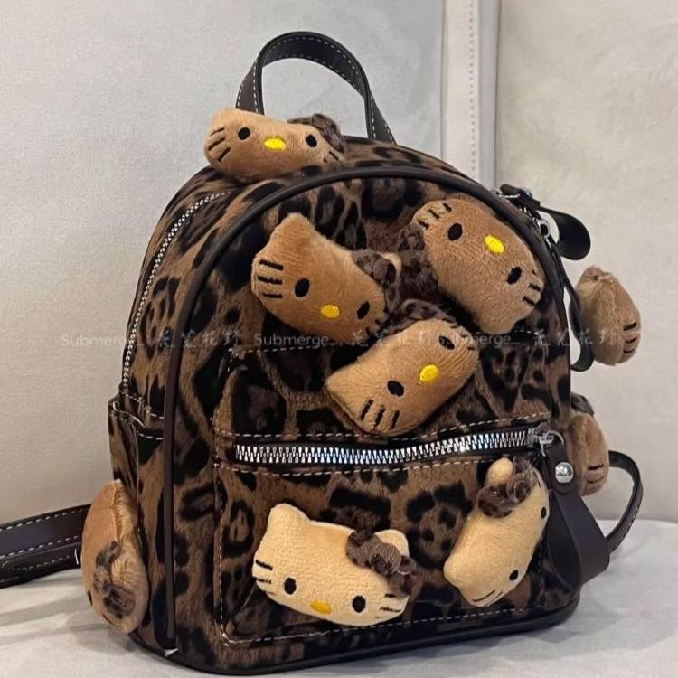 Niche Sexy New Leopard Print Kitty Backpack Storage Portable Outdoor Travel Plush Backpack Niche Sexy New Leopard Print Kitty Backpack Storage Portable Outdoor Travel Plush Backpack