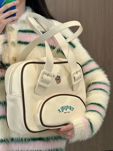 Ретро сумка на одно плечо, вместительная и большая сумка через плечо, с медвежатами, коллекция 2022